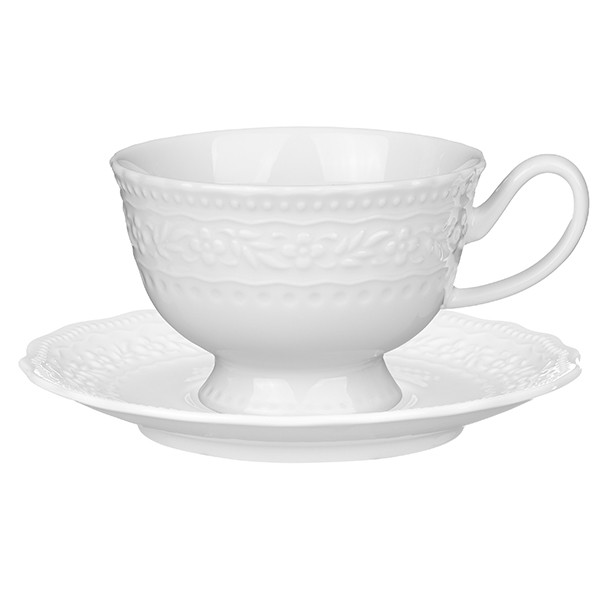 Чайная пара «Эйфория», фарфор, 220 мл, белый
