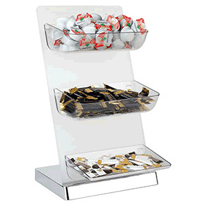 Этажерка на 3чаши, пластик,акрил, H=43,L=26,B=18см