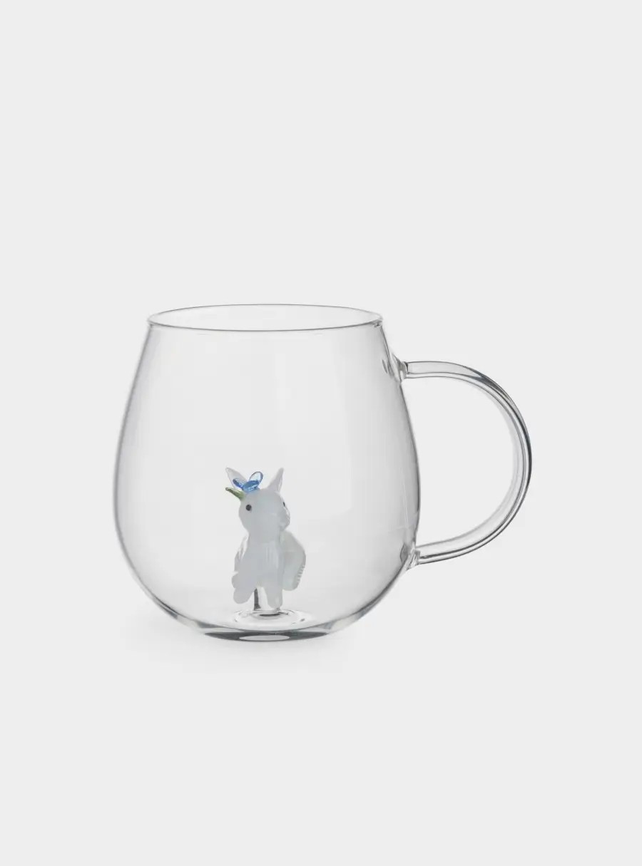 Кружка, 450 мл, стекло, Кролик с цветком, Easter