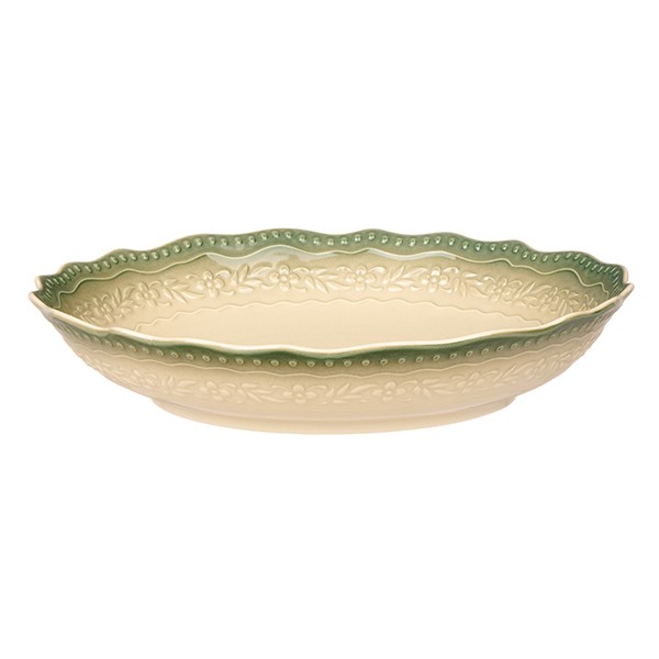 Тарелка глубокая «Эйфория», фарфор, 0,75 л, бежевый, зелёный
