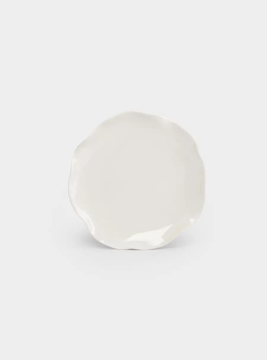 Тарелка закусочная, 20 см, фарфор, белая, Волнистый край, White ocean