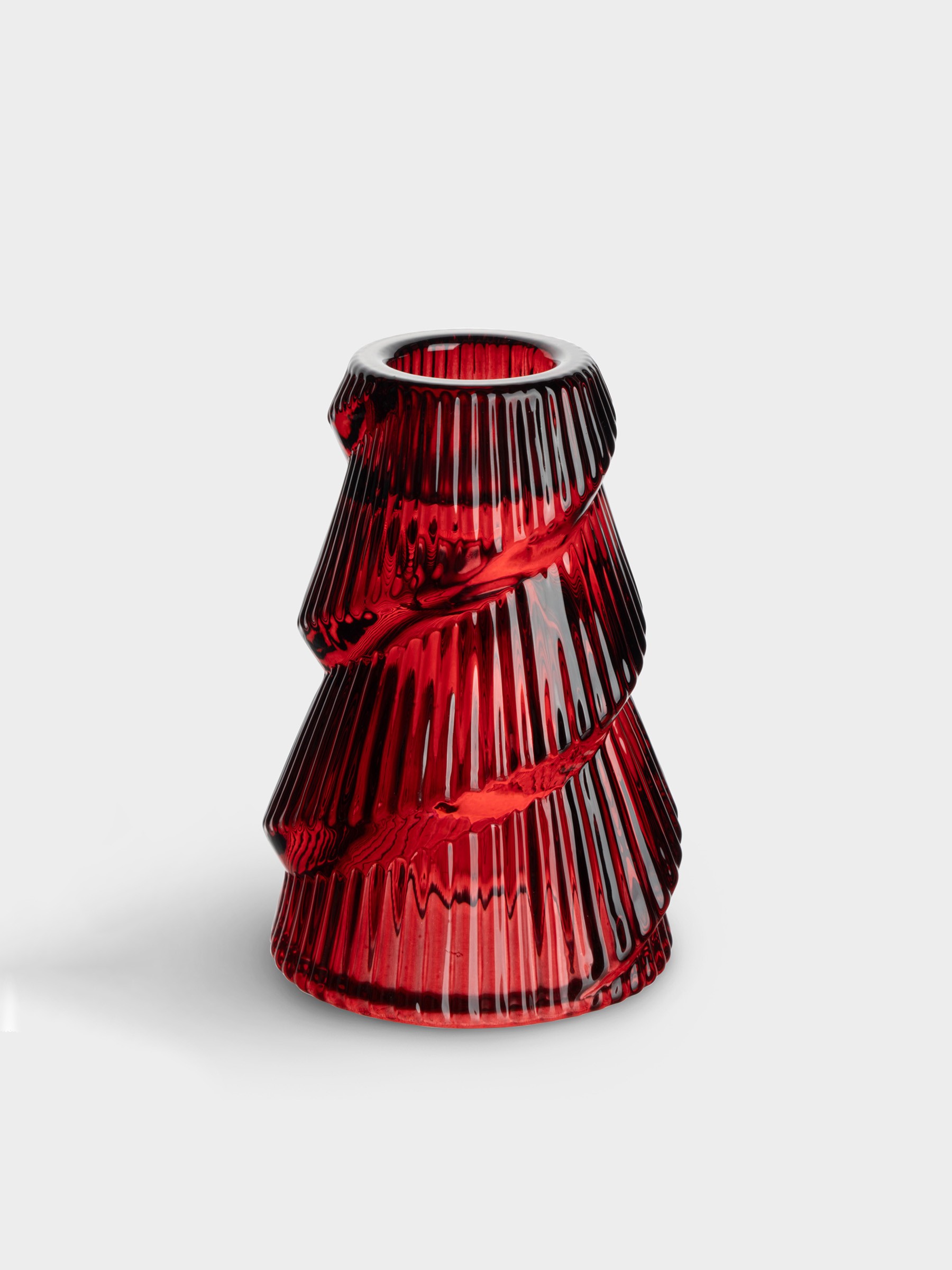 Подсвечник, 9 см, для тонкой свечи, стекло, красный, Елка, Lyric Подсвечник, 9 см, для тонкой свечи, стекло, красный, Елка, Lyric