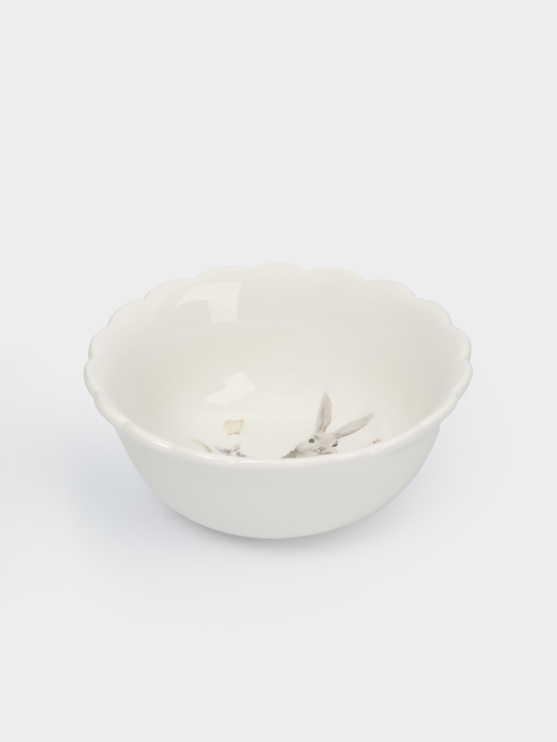 Салатник, 15✕7 см, 530 мл, керамика, белый, Кролик с цветами, Flower Rabbit