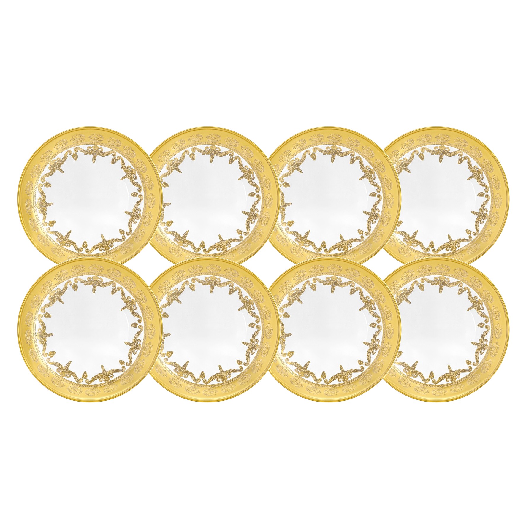 Набор тарелка для хлеба, 14,5 см, 8 шт, стекло, золотистая, Versailles Набор тарелка для хлеба, 14,5 см, 8 шт, стекло, золотистая, Versailles