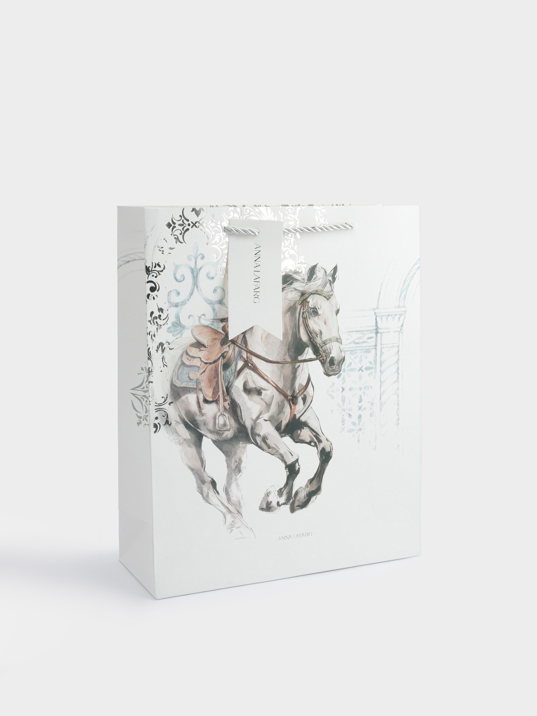 Пакет подарочный, 26✕32 см, бумага, белый, Конь, White horse Пакет подарочный, 26✕32 см, бумага, белый, Конь, White horse