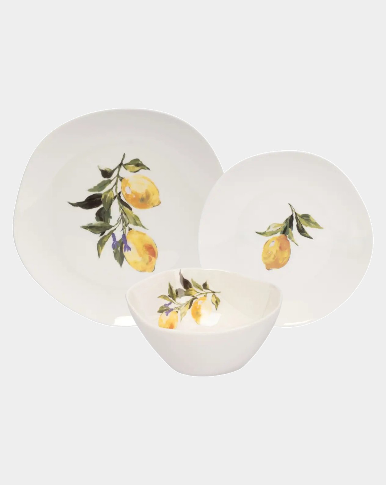 Сервиз обеденный, 4 персоны, 12 предметов, фарфор, белый Лимон, Lemon branch