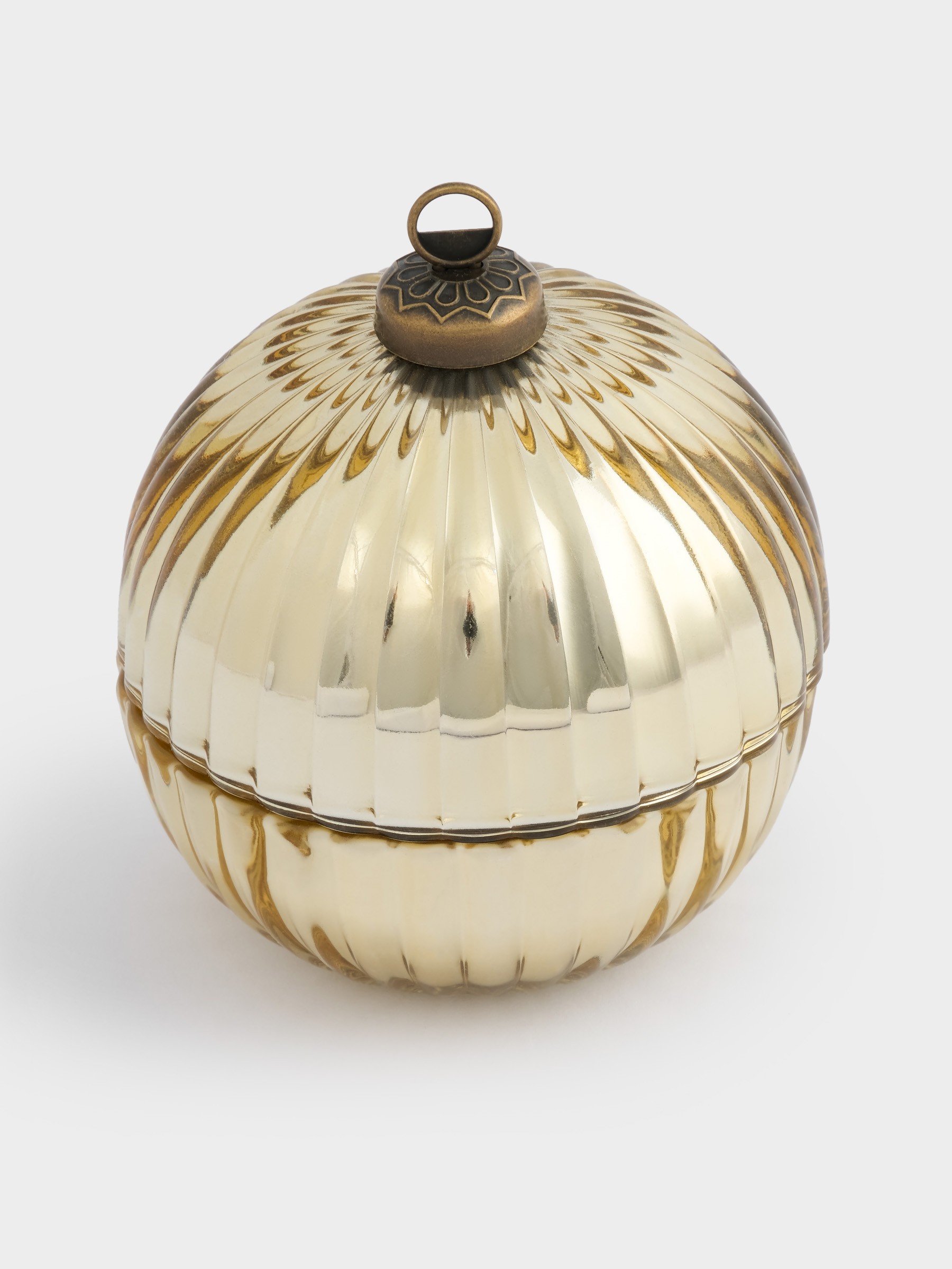 Емкость для хранения, 13✕11 см, 180 мл, стекло/металл, шампань, Шар, Сhristmas time Емкость для хранения, 13✕11 см, 180 мл, стекло/металл, шампань, Шар, Сhristmas time