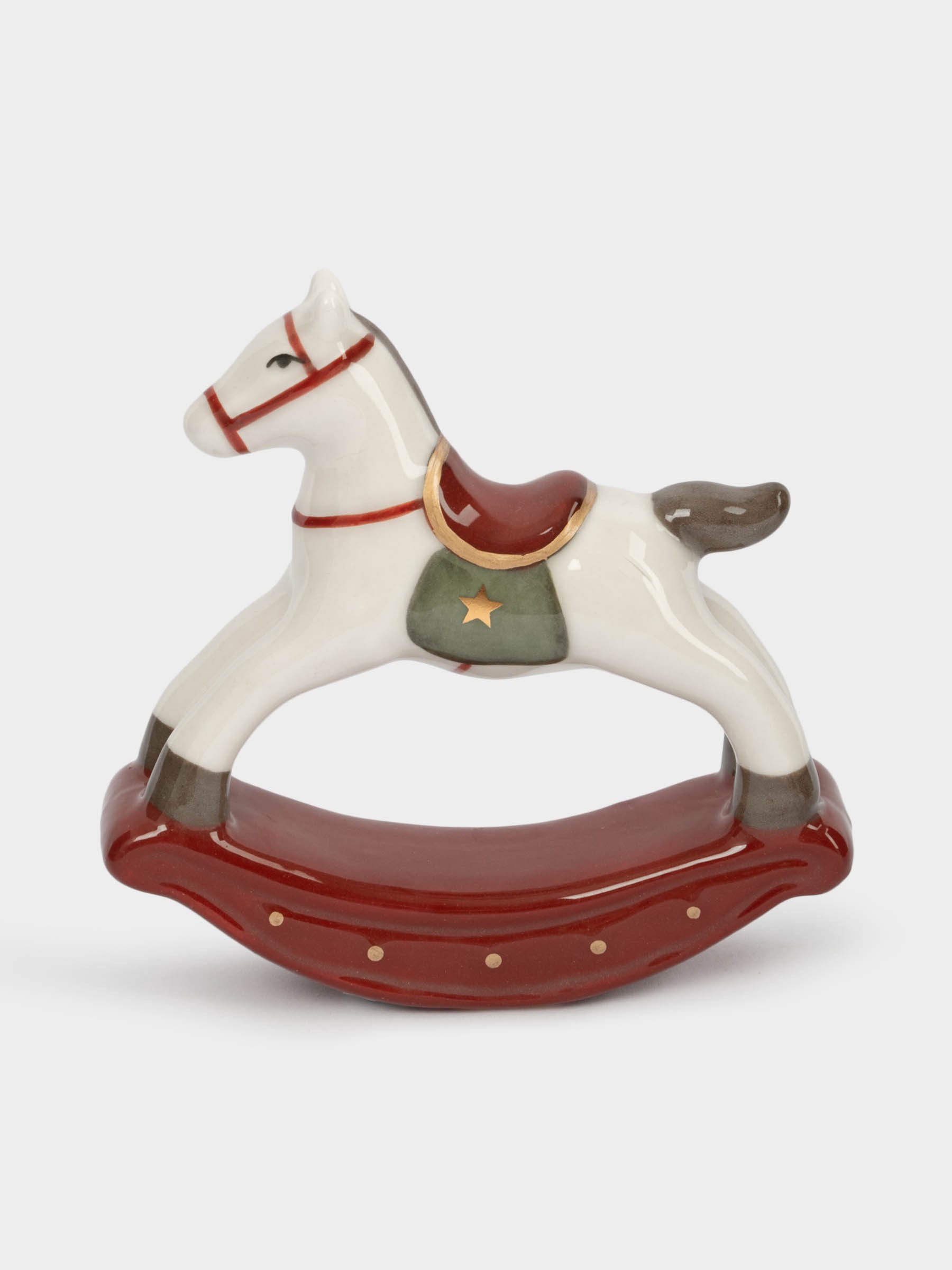 Статуэтка, 10 см, фарфор, бежево-бордовая, Лошадка-качалка, Bright horse Статуэтка, 10 см, фарфор, бежево-бордовая, Лошадка-качалка, Bright horse