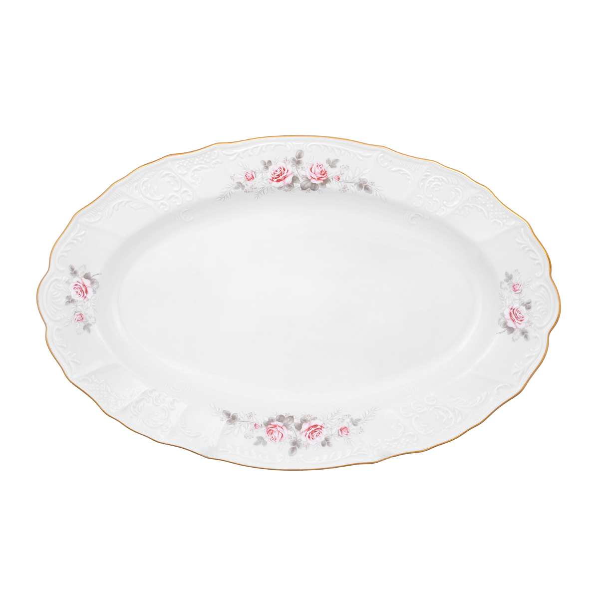 Блюдо овальное 36 см «Роза серая 5396011»