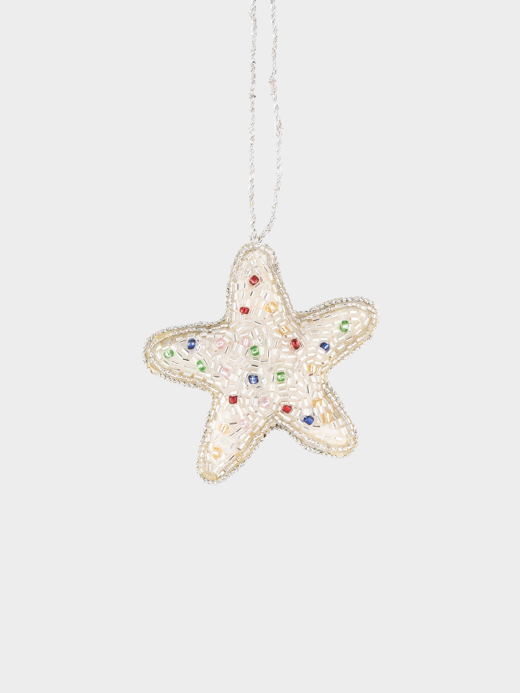 Игрушка елочная, 10 см, бисер/полифилл, серебристая, Звезда, New year