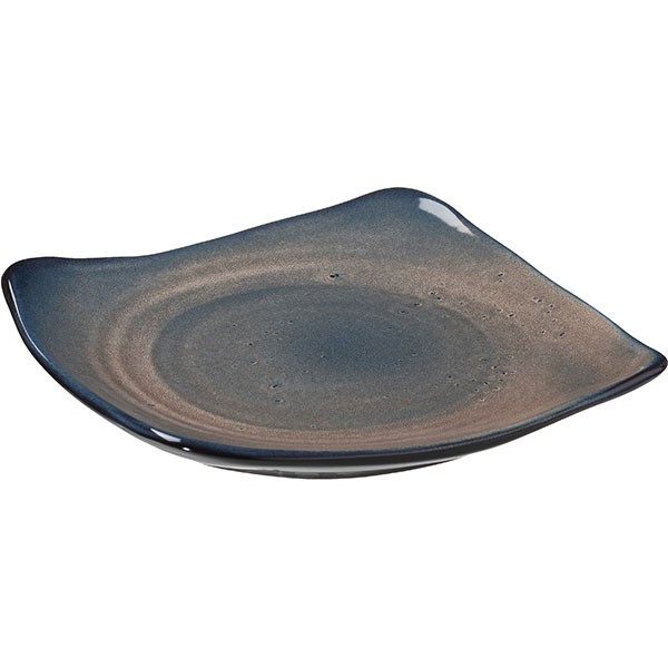 Тарелка «Пати» квадратная, фарфор, 22✕22 см, серый, синий