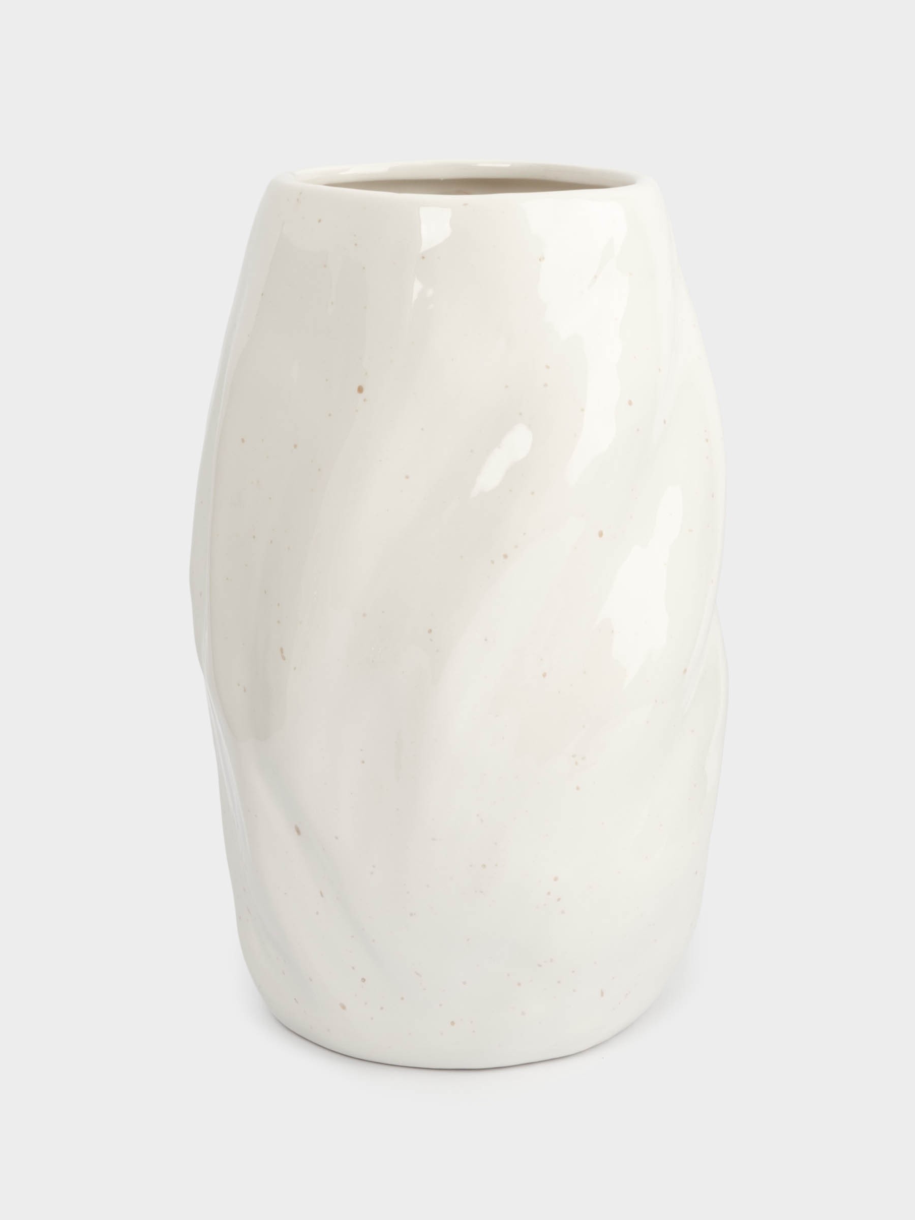 Ваза для цветов, 24 см, керамика, молочная, в крапинку, Мятый эффект, Barkhan