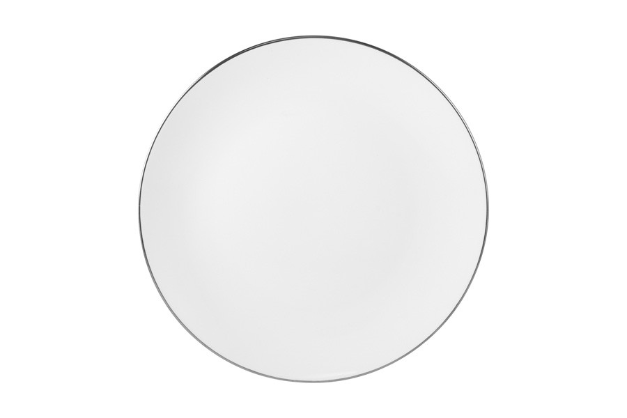 Тарелка закусочная, 23 см, фарфор P, белая, с серебристым кантом, White Platinum