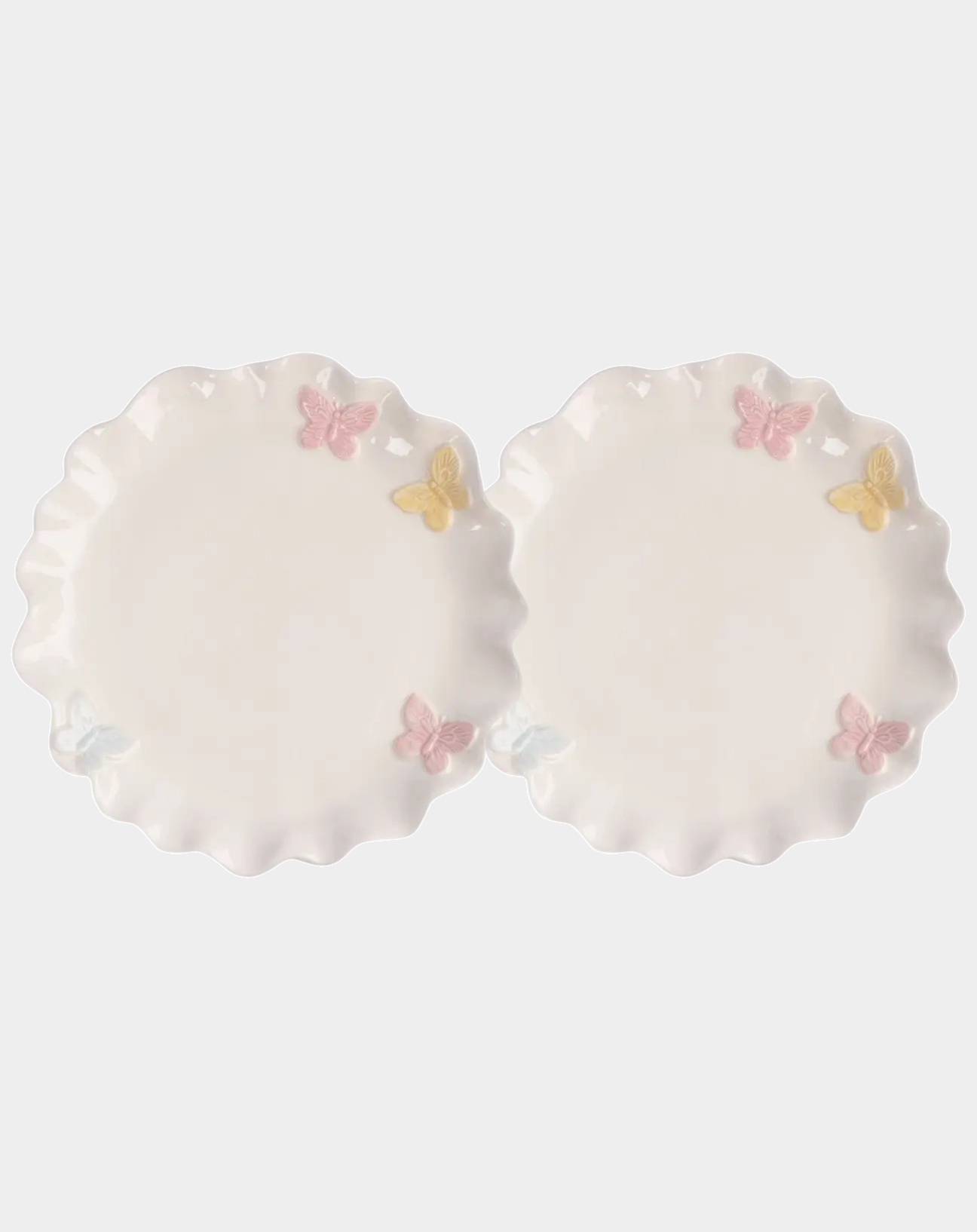 Набор 2 блюда, 24 см, керамика, молочное, Бабочки, Butterfly