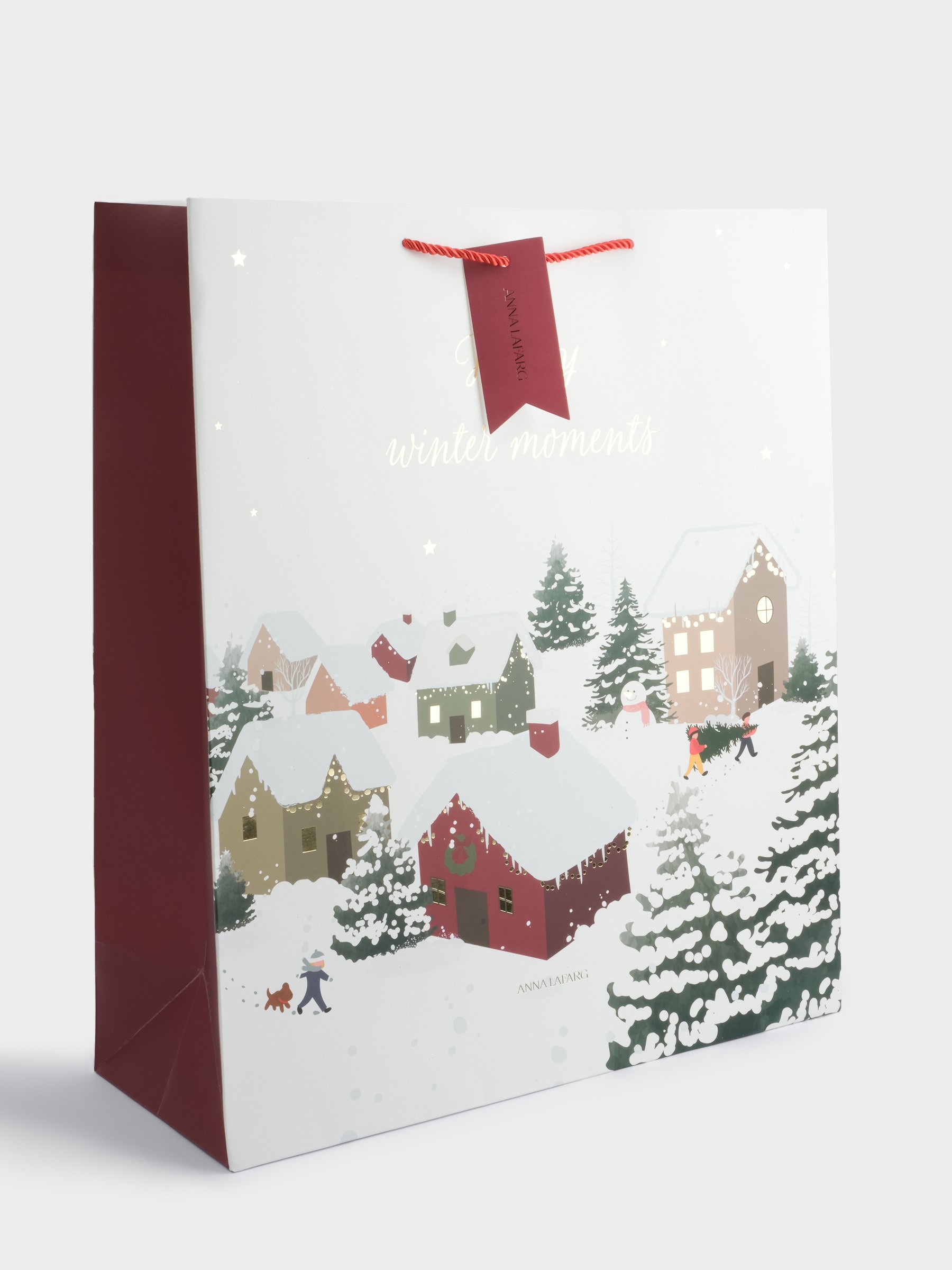 Пакет подарочный, 42✕48 см, бумага, бело-красный, Снежный город, Town Пакет подарочный, 42✕48 см, бумага, бело-красный, Снежный город, Town