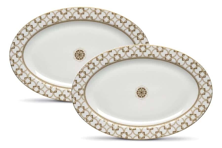 Набор 2 блюда овальных Deco, серое, 36х24 см