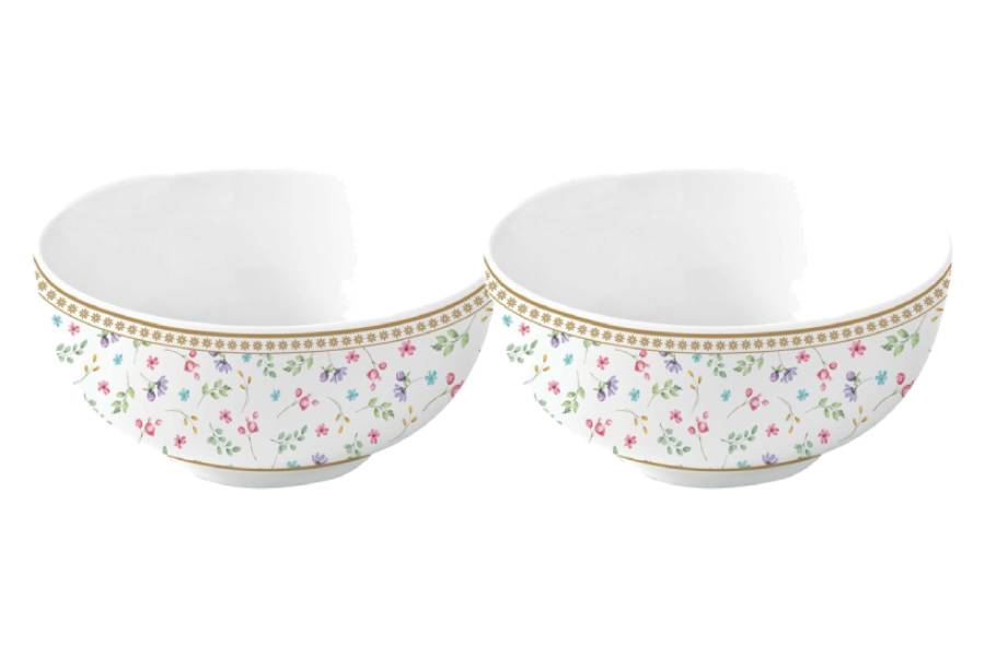 Набор 2 пиалы, 12х6 см, фарфор P, белая, Цветы, Spring Bloom