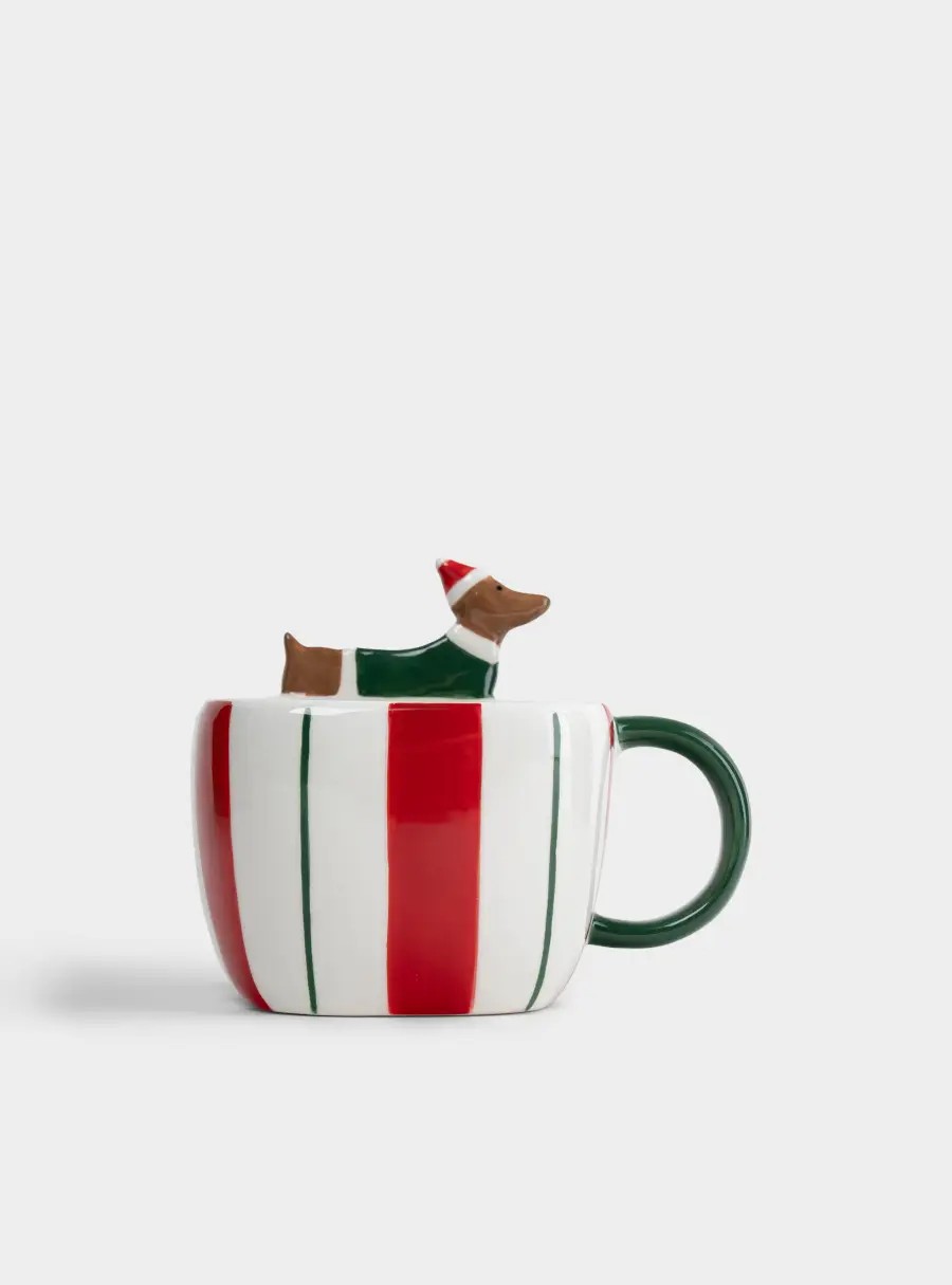 Кружка, 490 мл, доломитовая керамика, Такса в колпаке, Check