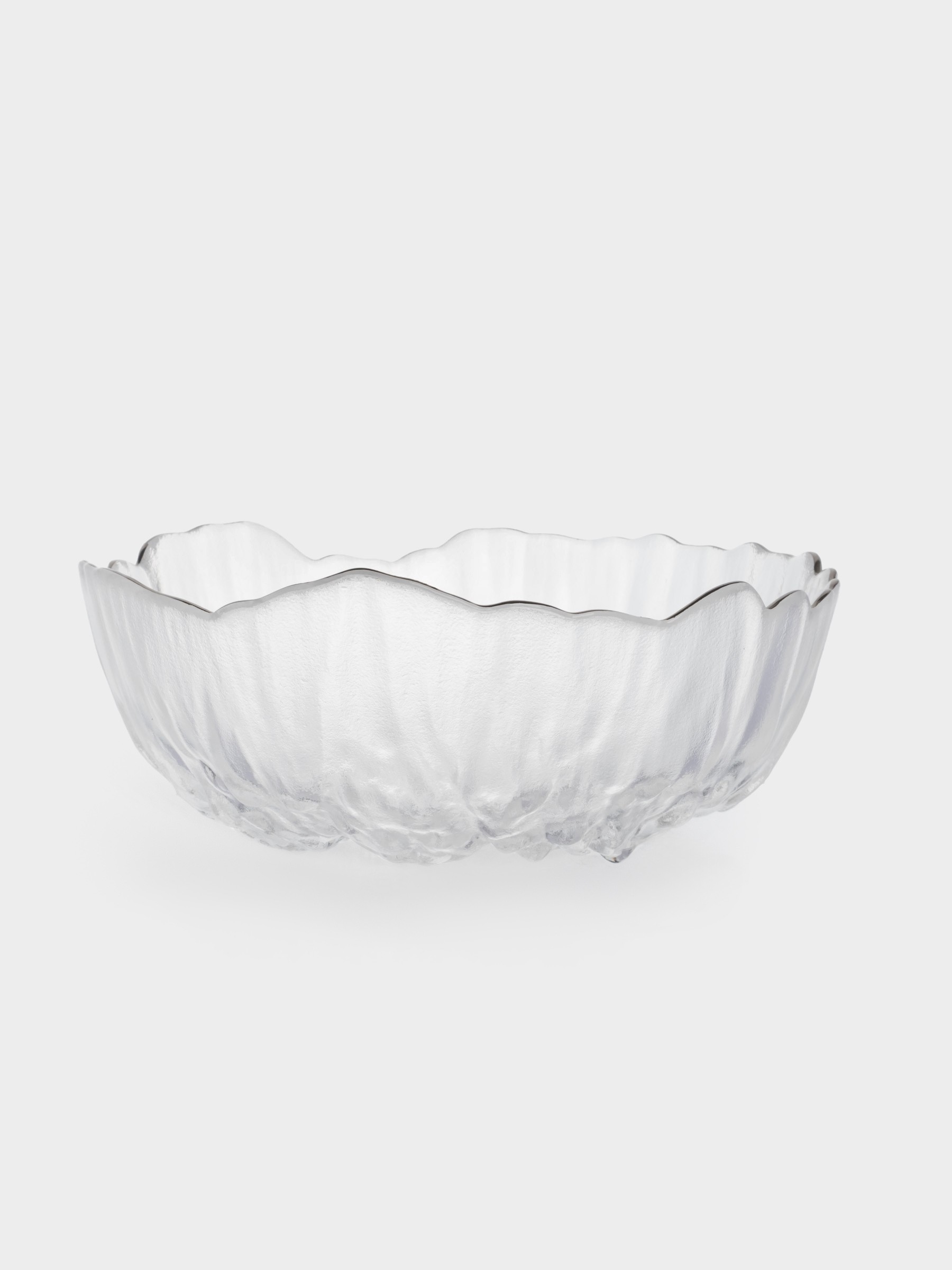 Салатник, 20✕8 см, 1,2 л, стекло, с серебристым кантом, мятая фактура, Piano