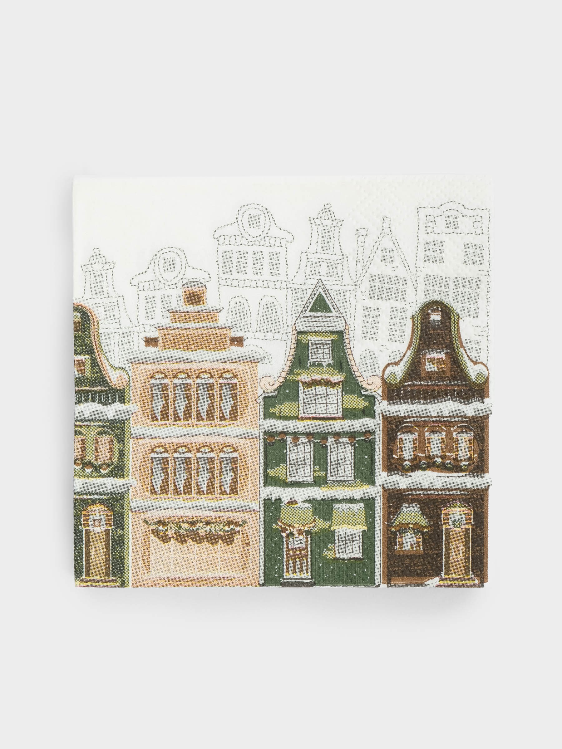 Салфетки бумажные, 21✕21 см, 20 шт, квадратные, белые, Дома, Town Салфетки бумажные, 21✕21 см, 20 шт, квадратные, белые, Дома, Town