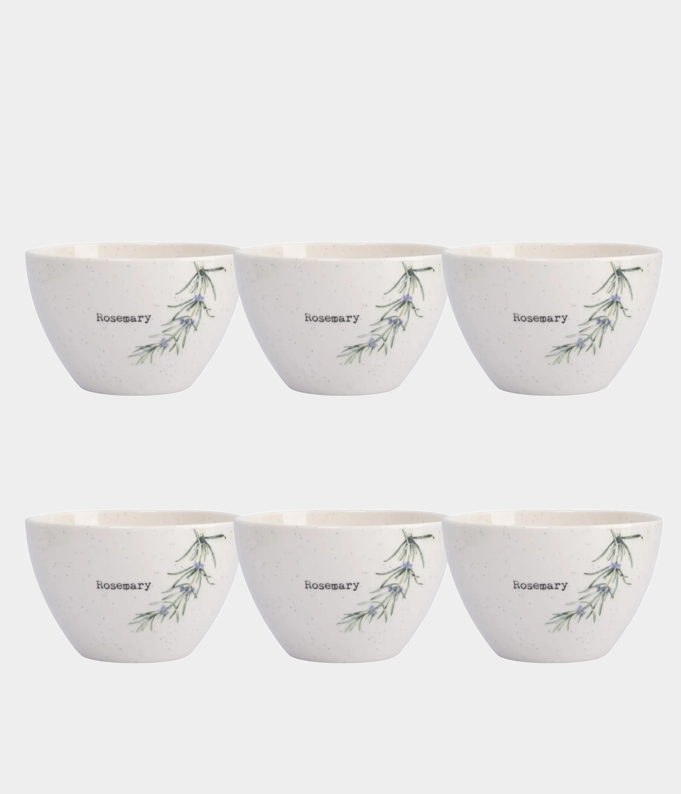 Набор 6 салатников, 14✕8 см, 730 мл, костяной фарфор, белый, в крапинку, Розмарин, Herbarium new