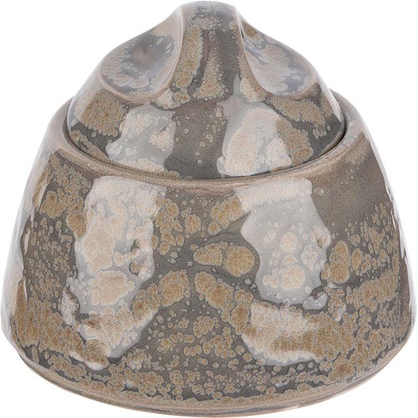 Сахарница «Революшн Гранит» с крышкой, фарфор, 200 мл, серый, коричневый