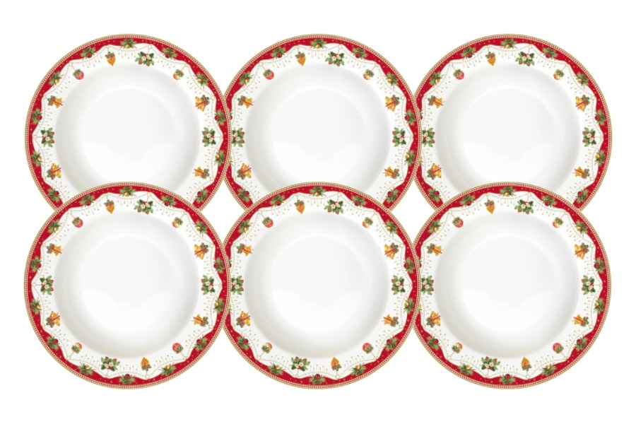 Набор 6 тарелок суповых Новогодние традиции, 21,5 см