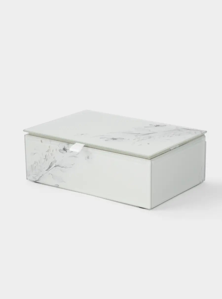 Шкатулка для украшений, 15✕10 см, стекло, молочная, Цветы, Flower melody