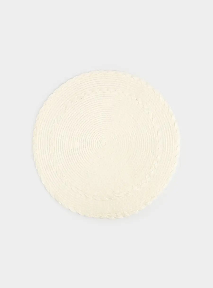 Салфетка под приборы, 38 см, полипропилен, круглая, молочная, Косы, Matera