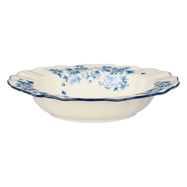Тарелка глубокая «Фиори», фарфор, 400 мл, цвет слоновая кость, синий