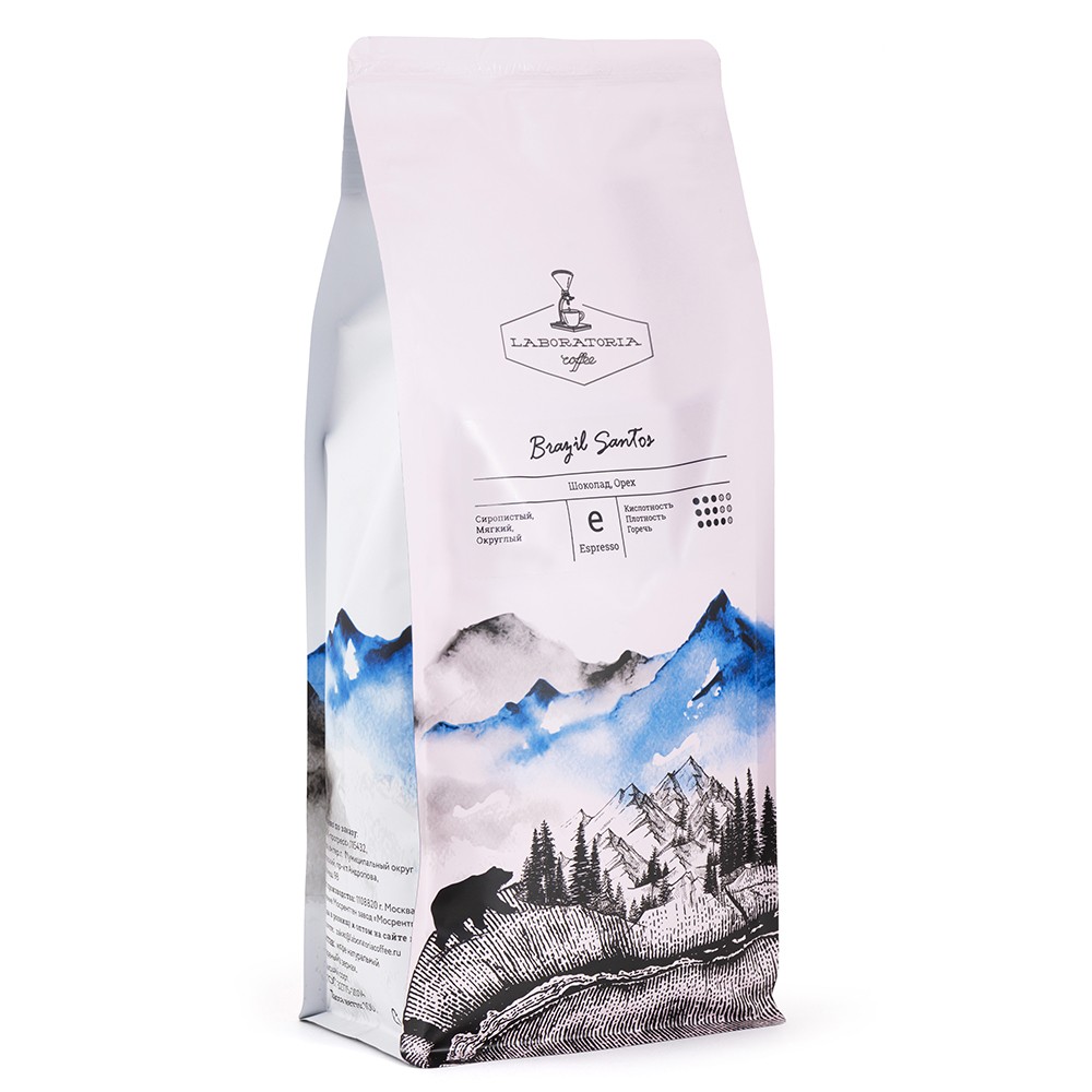 Кофе в зернах «Бразилия Сантос» для эспрессо 1 кг, 140✕95✕305 мм