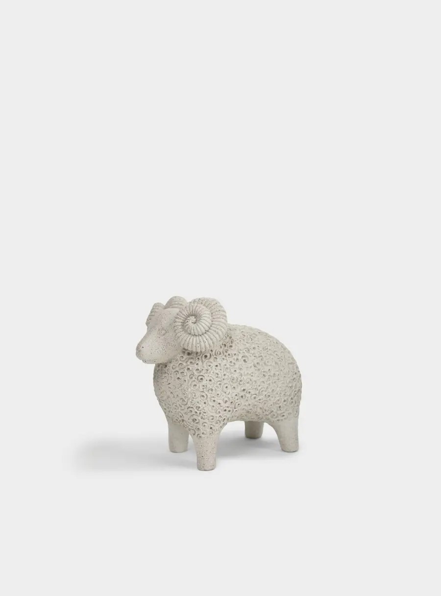 Статуэтка, 14 см, полирезин, белая, в крапинку, Барашек, Sheep