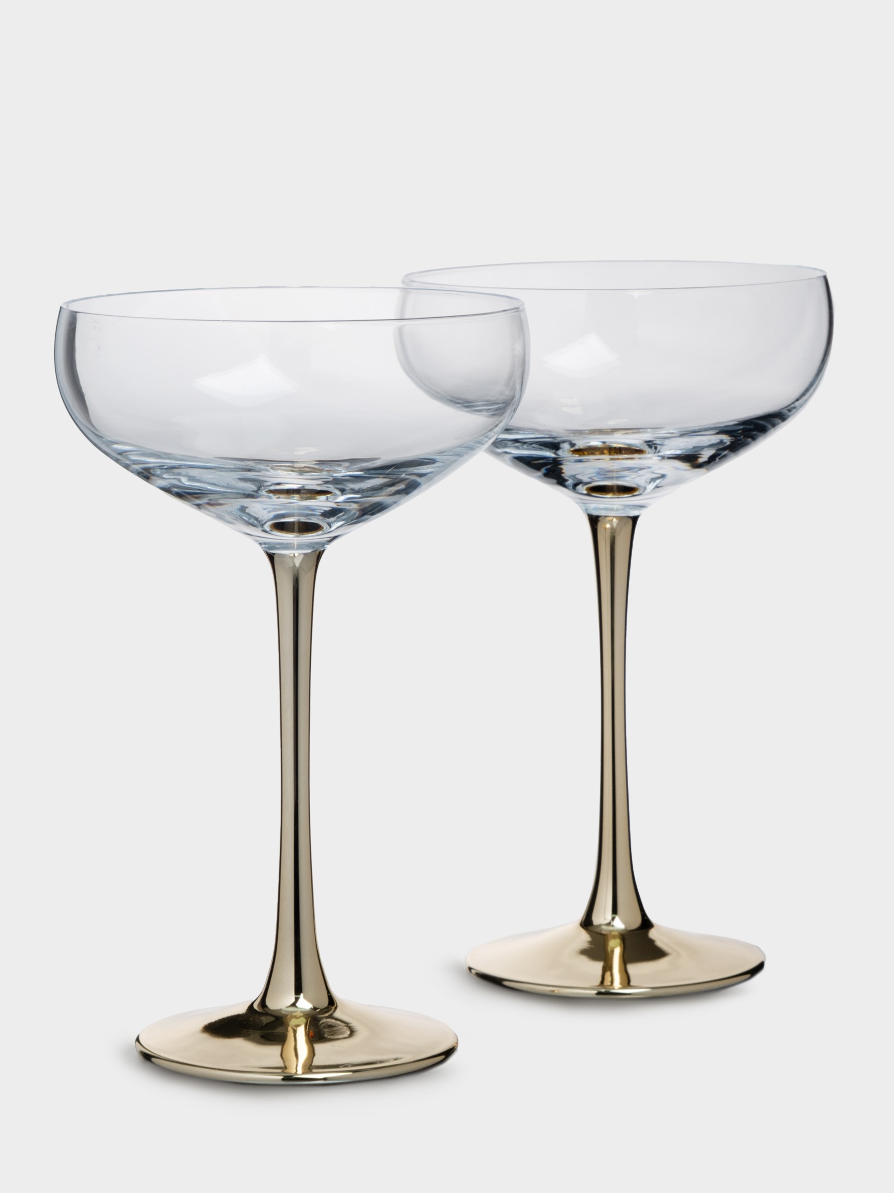 Бокал-креманка для шампанского, 270 мл, 2 шт, стекло, золотистая ножка, Ravello