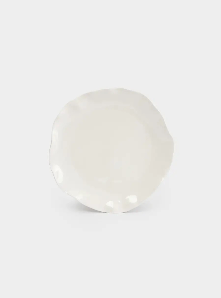 Тарелка обеденная, 26 см, фарфор, белая, Волнистый край, White ocean