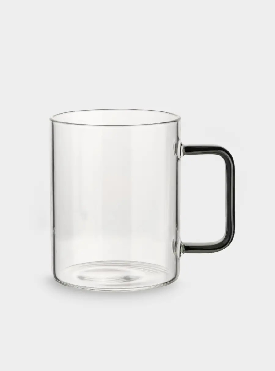 Кружка, 400 мл, стекло, с серой ручкой