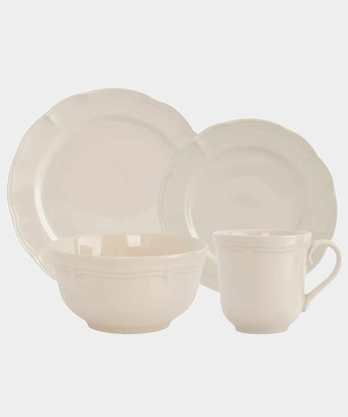 Сервиз обеденный с кружками, 6 персон, 24 предмета, фарфор, молочная, Rustic