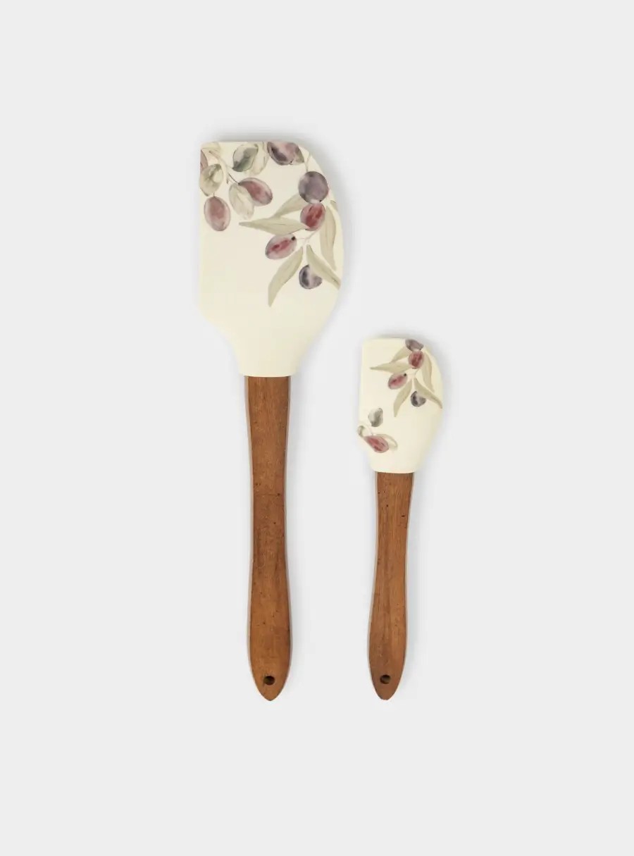 Лопатка-шпатель, 2 шт, силикон/дерево, молочная, Сливы, Plum Orchard