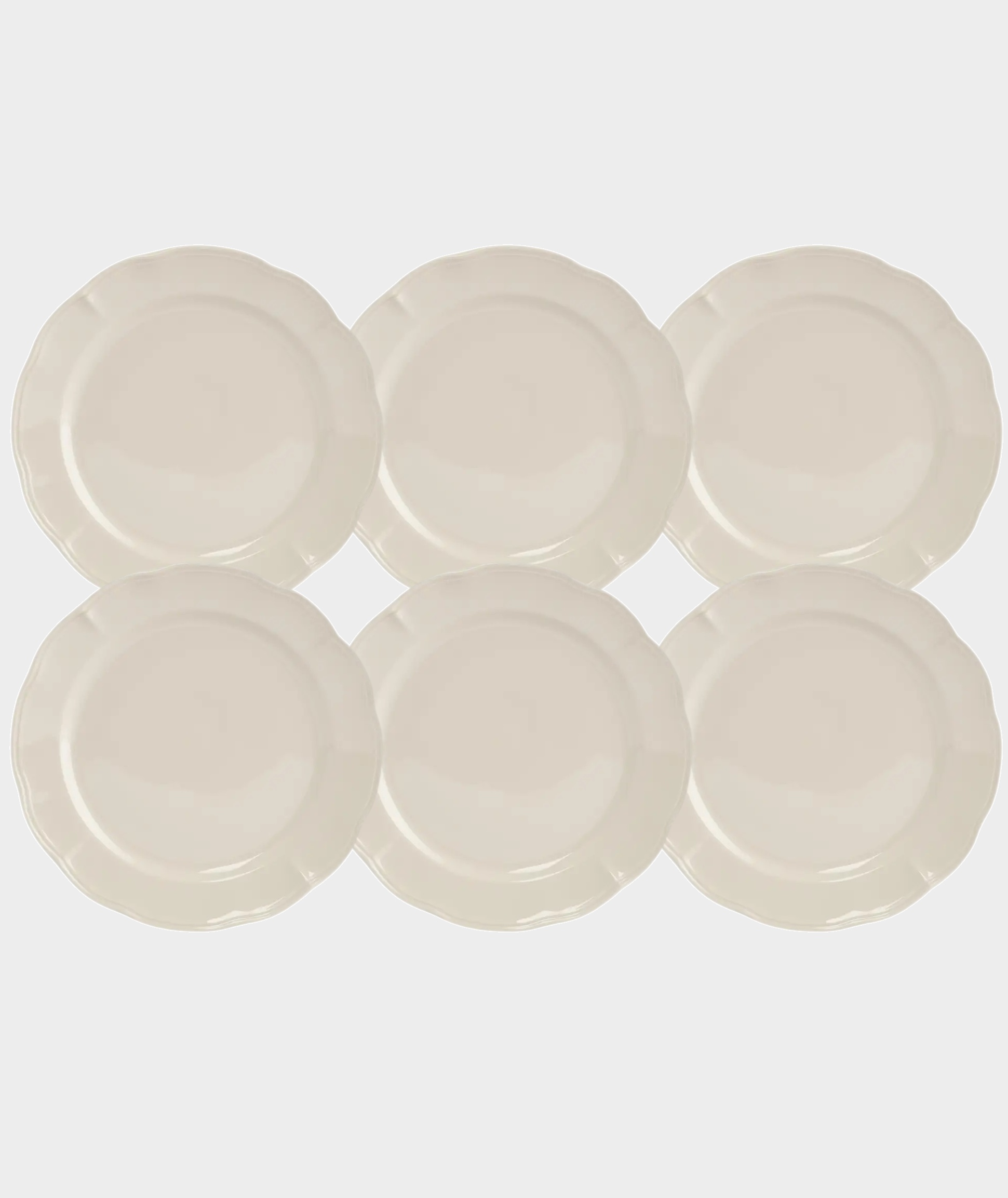Набор 6 тарелок обеденных, 27 см, фарфор, молочная, Rustic