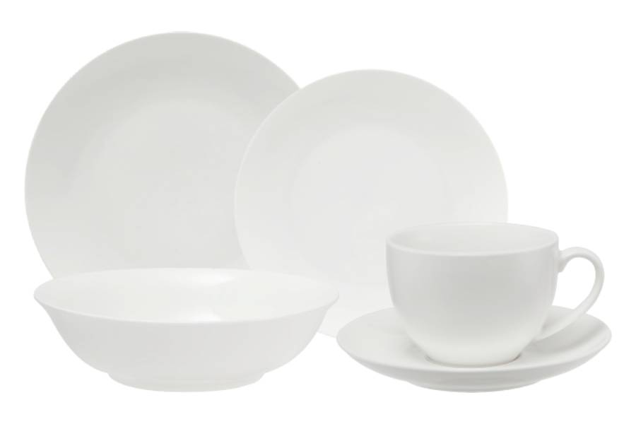 Набор обеденный с чашками, 6 персон, 30 предметов, фарфор P, белая, White Basics