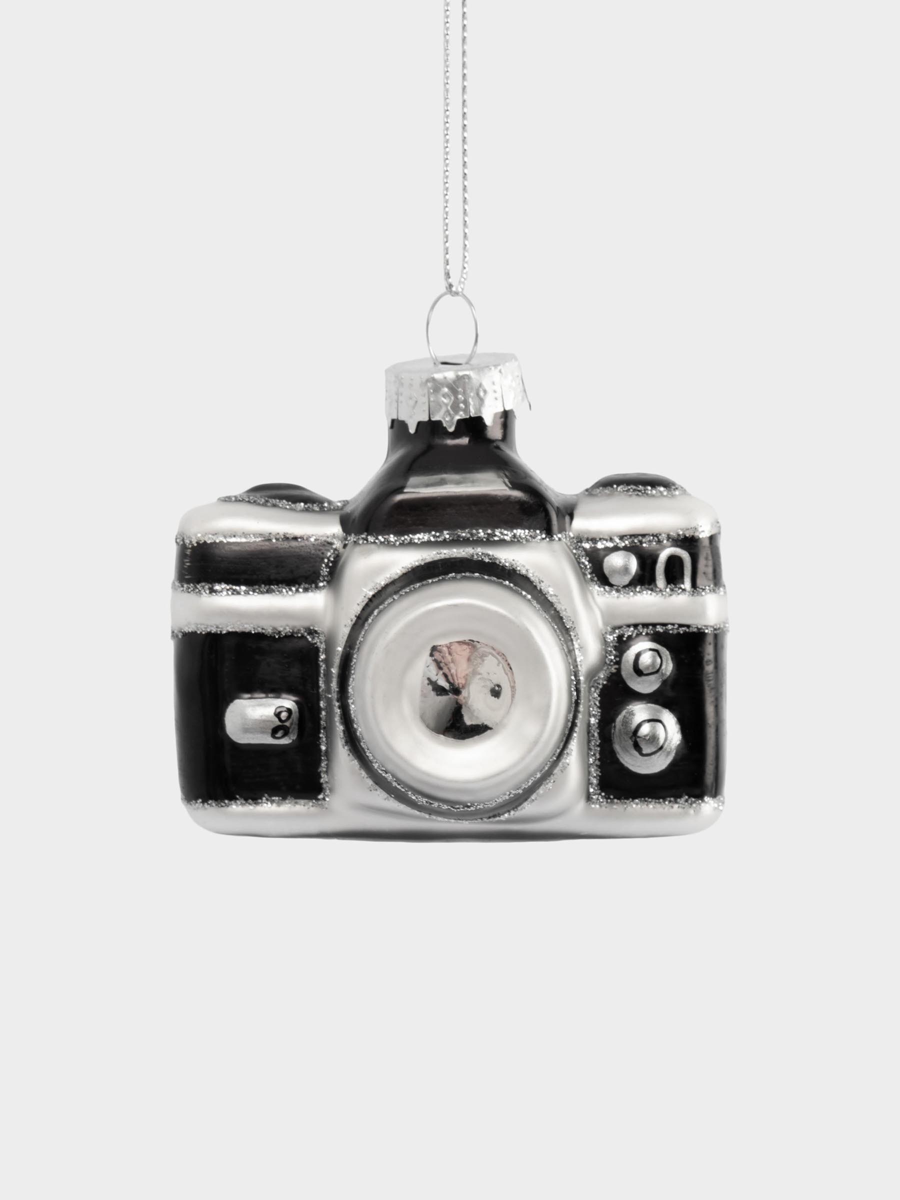 Игрушка елочная, 7✕5 см, стекло, черно-белая, Фотоаппарат, New year Игрушка елочная, 7✕5 см, стекло, черно-белая, Фотоаппарат, New year