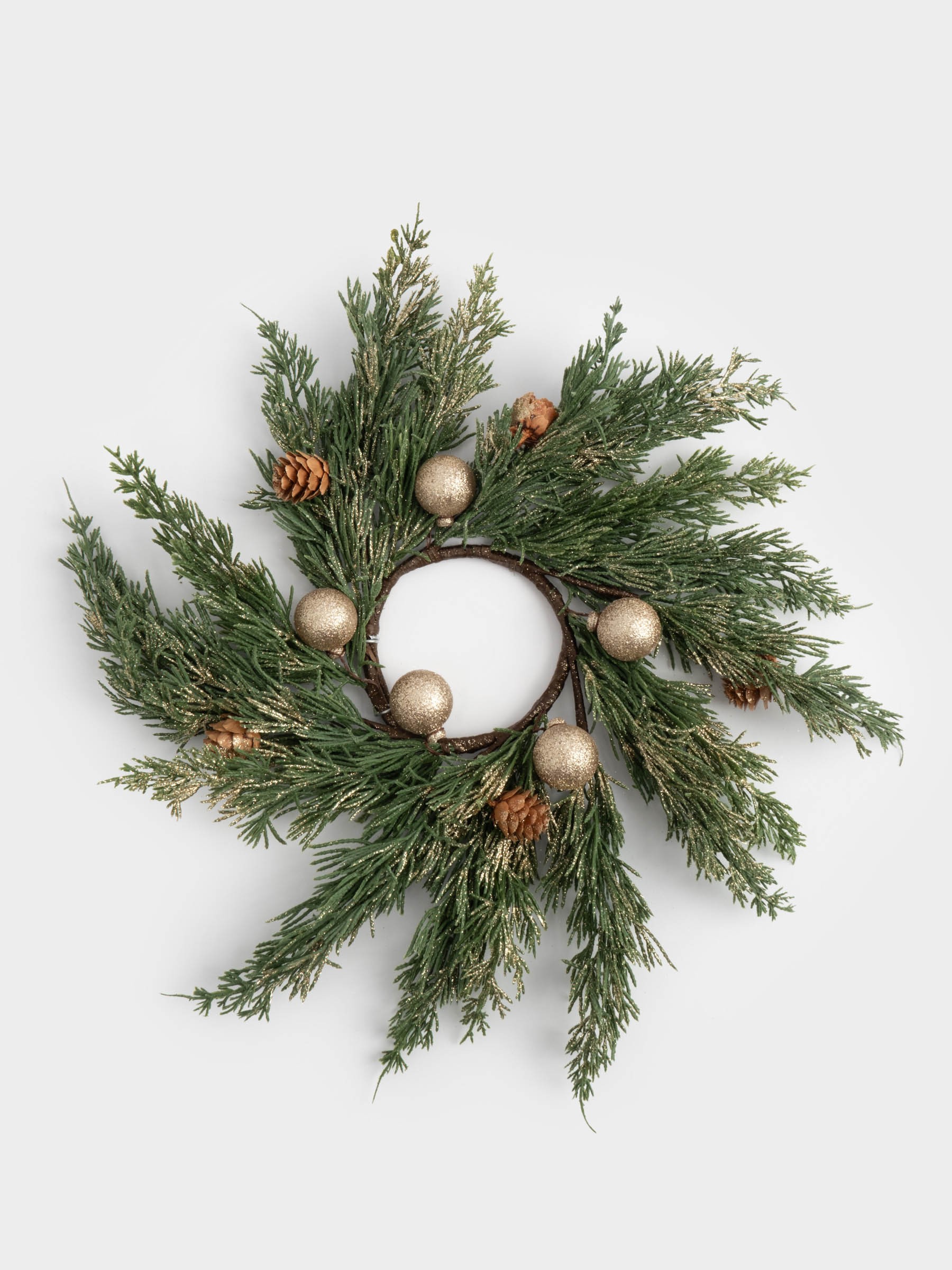 Венок декоративный, 10/40 см, пластик/пенопласт, Золотые шары, Interior natural Венок декоративный, 10/40 см, пластик/пенопласт, Золотые шары, Interior natural