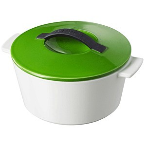 Утятница с крышкой, керамика, 3,4 л, белый, зелёный