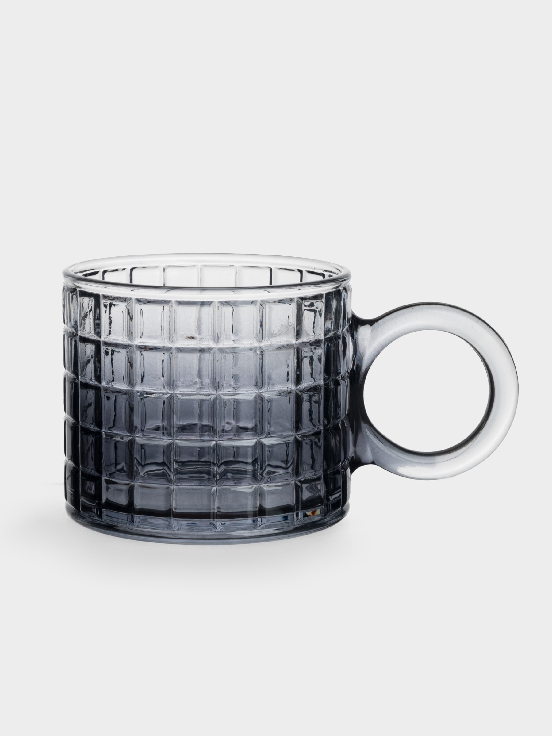 Кружка, 300 мл, стекло, серая, Квадраты Кружка, 300 мл, стекло, серая, Квадраты