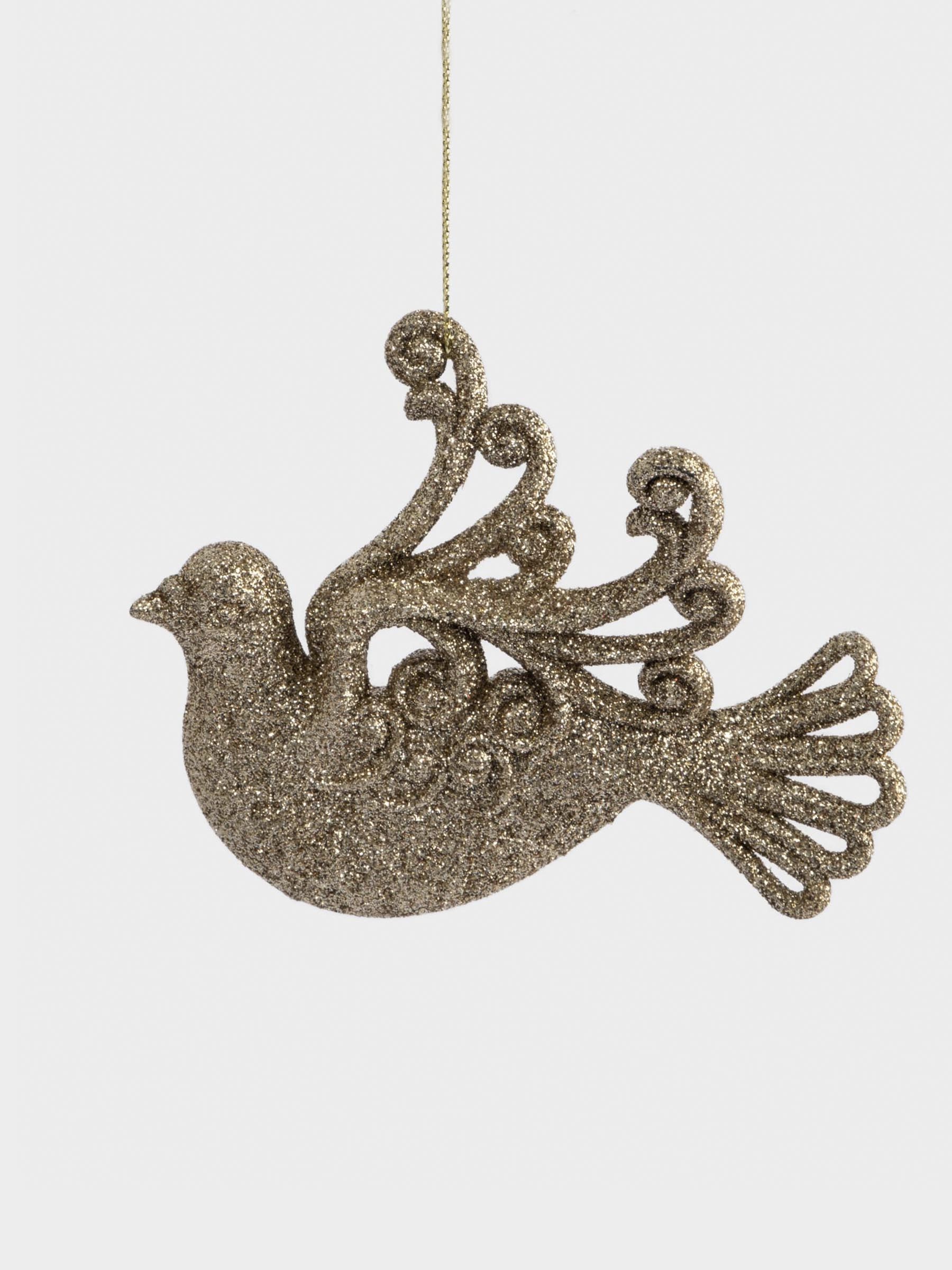 Игрушка елочная, 11✕9 см, пластик, шампань, Голубка, New year Игрушка елочная, 11✕9 см, пластик, шампань, Голубка, New year