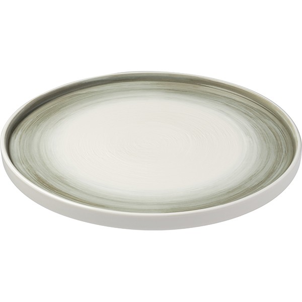 Тарелка «Айсио» с высоким бортом, фарфор, 279 мм, белый, серый