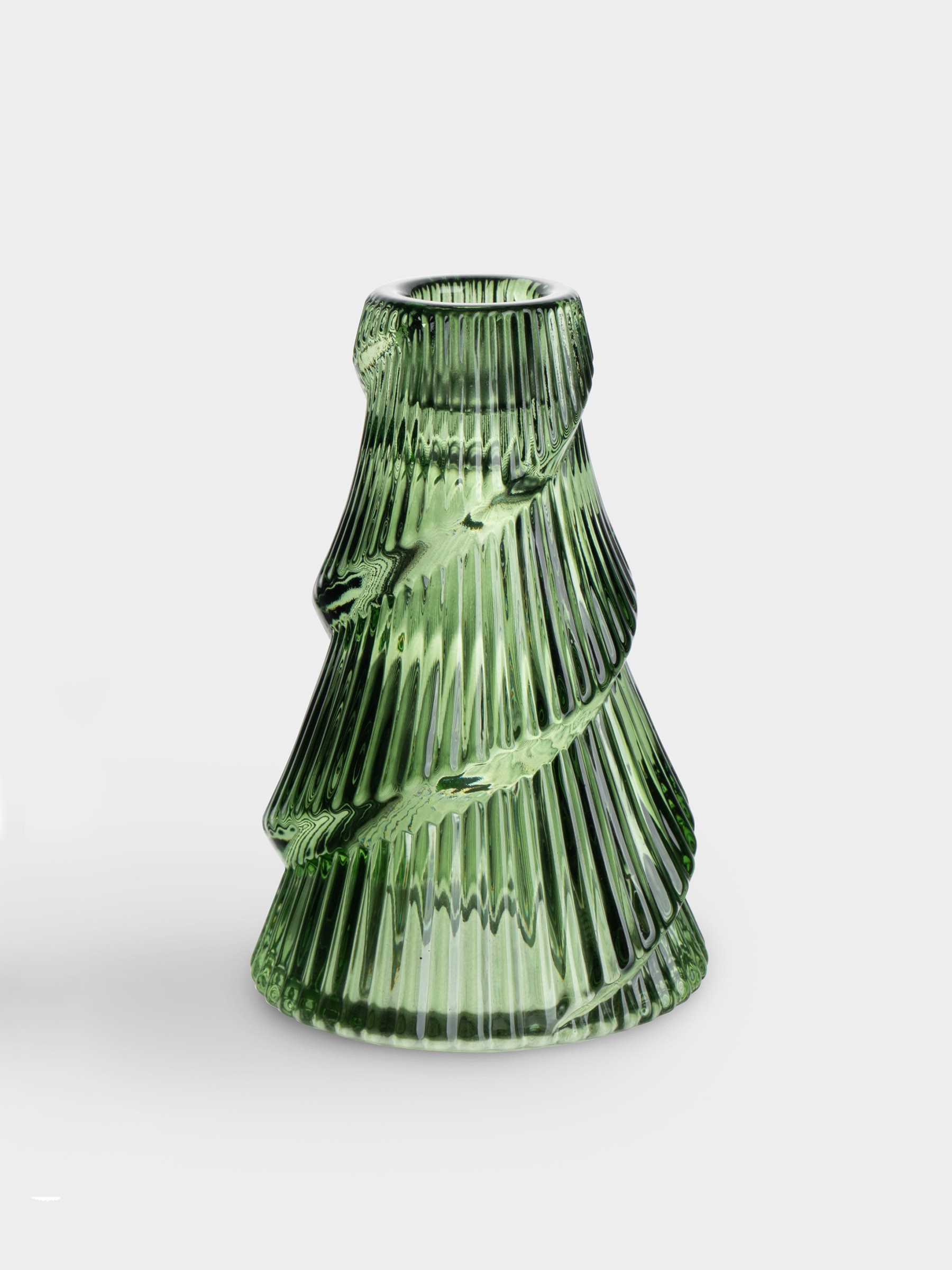 Подсвечник, 12 см, для тонкой свечи, стекло, зеленый, Елка, Lyric Подсвечник, 12 см, для тонкой свечи, стекло, зеленый, Елка, Lyric