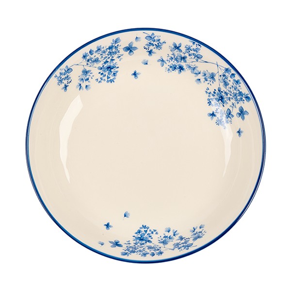 Тарелка глубокая «Фиори», фарфор, 179 мм, цвет слоновая кость, синий