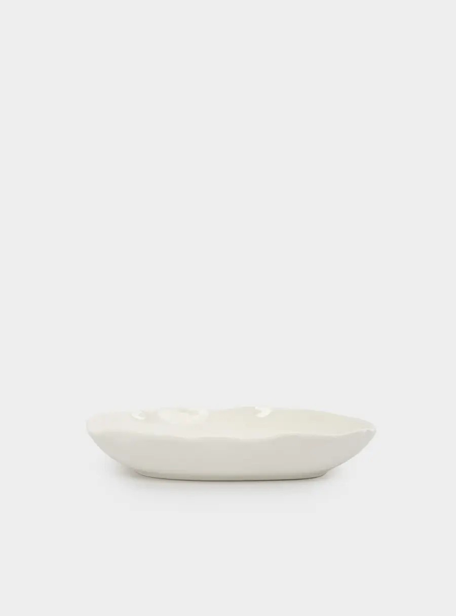 Тарелка суповая, 22✕4 см, 600 мл, фарфор, белая, Волнистый край, White ocean