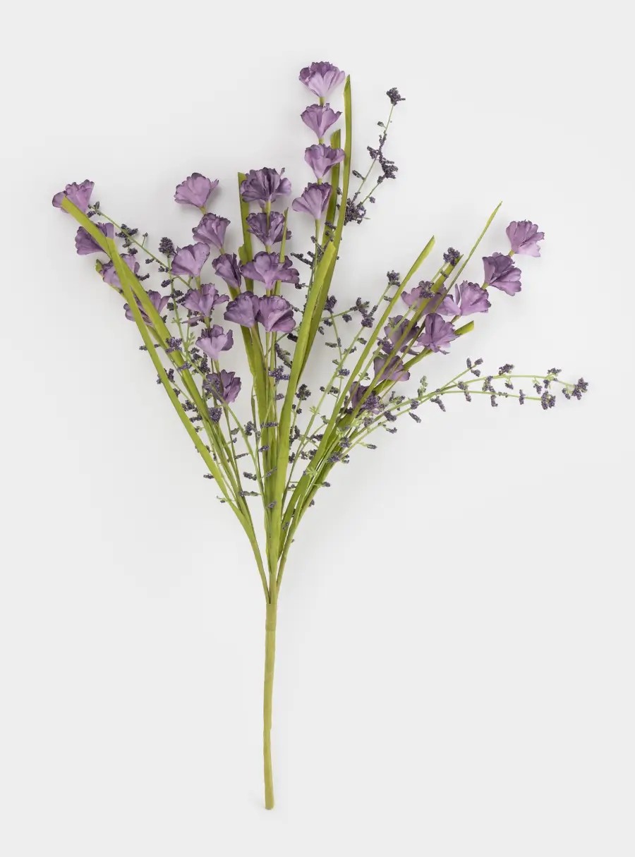 Ветка декоративная, 47 см, бумага/металл, Лиловый букет, Interior spring