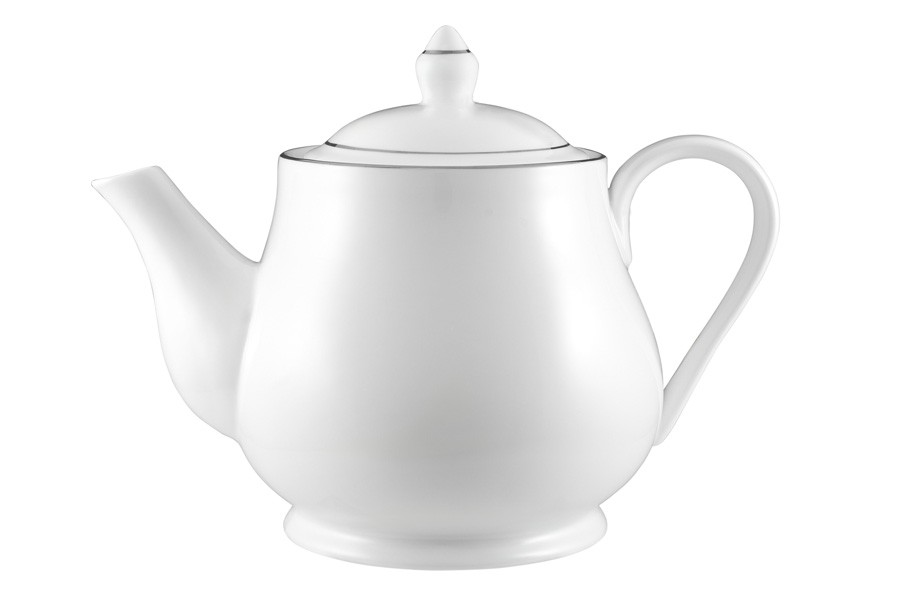 Чайник заварочный, 1 л, фарфор P, белый, с серебристым кантом, White Platinum